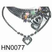 Assorted Colored Semi precious Chip Stone Beads Hematite Heart Pendant Beads Stone Chain Choker Fashion Women Necklace